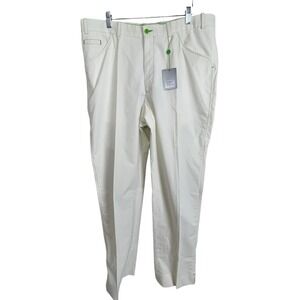 NWT Betenly Reno White Green Stitch Men's 38x 34 Pants Nylon Blend Performance